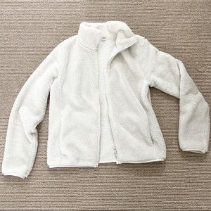 White fluffy zip up jacket